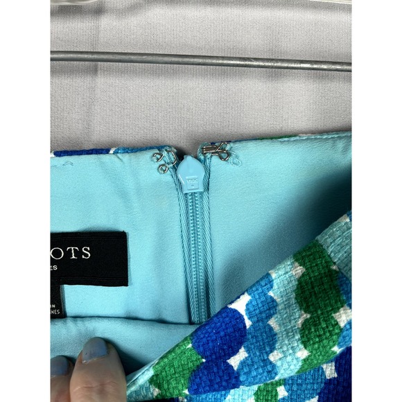 Talbots Blue-Green polka dot wavy pencil skirt, size 6P - Picture 3 of 9